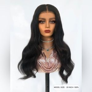 4*4 Lace Front 180% Density Medium Body Wave Human Hair Glueless Wig 20’
